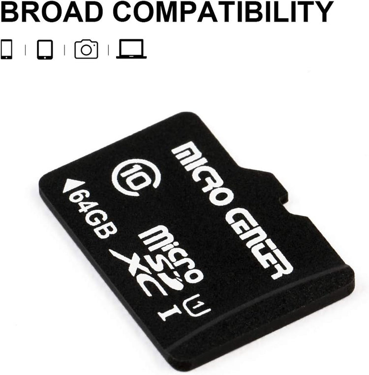 Micro Center 64GB Class 10 Microsdhc Flash Memory Card with Adapter, 2Pack
