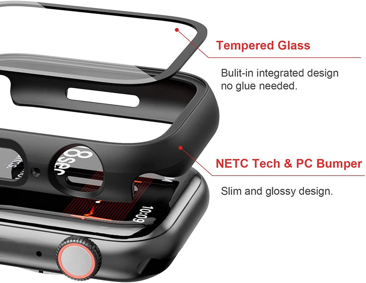 Case with Screen Protector for Apple Watch Series 3/2/1 38Mm,Black